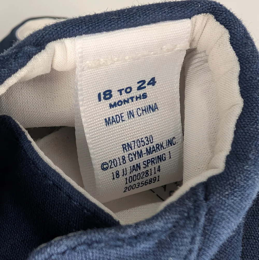 💙 Janie & Jack Navy Canvas Crib Shoes — 18–24 Months